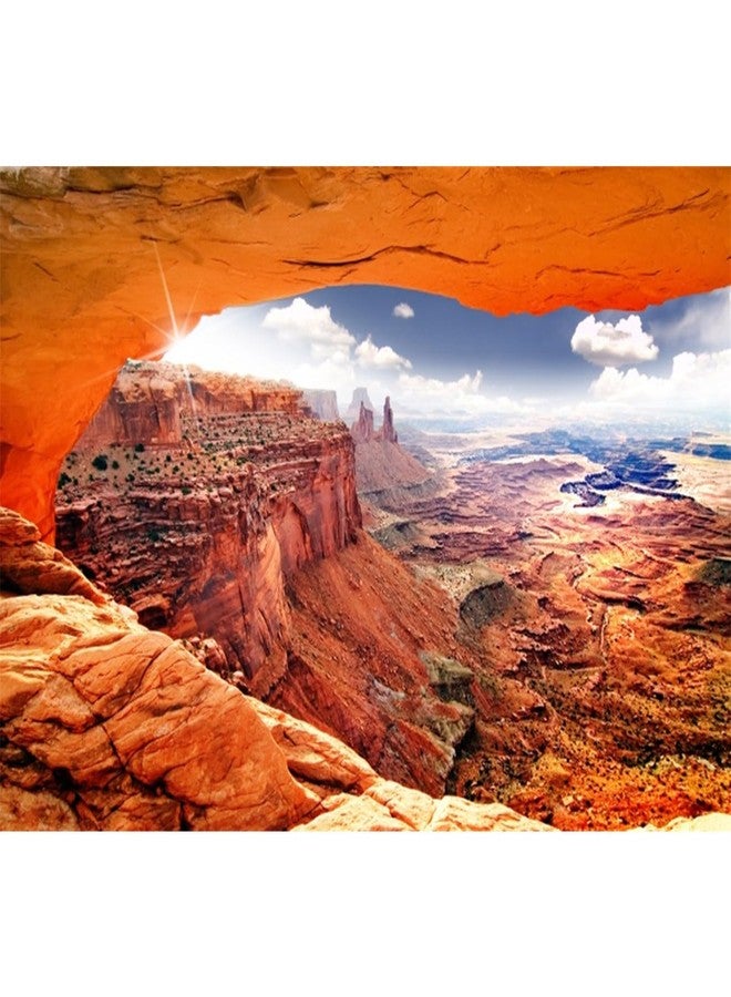 AWERT Stone Reptile Habitat Background Sky Oasis Mountain Cactus Sun and Desert Terrarium Background 48x24 inches Polyester Background - Image 1